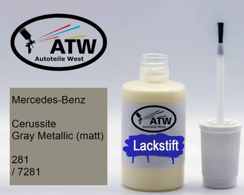 Mercedes-Benz, Cerussite Gray Metallic (matt), 281 / 7281: 20ml Lackstift, von ATW Autoteile West.